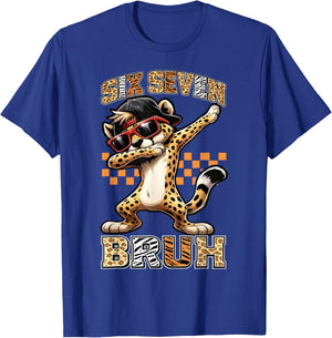 Six Seven Bruh Cheetah 67 Meme Men Boys Animal Print Kids T-Shirt - T-Shirt | Royal