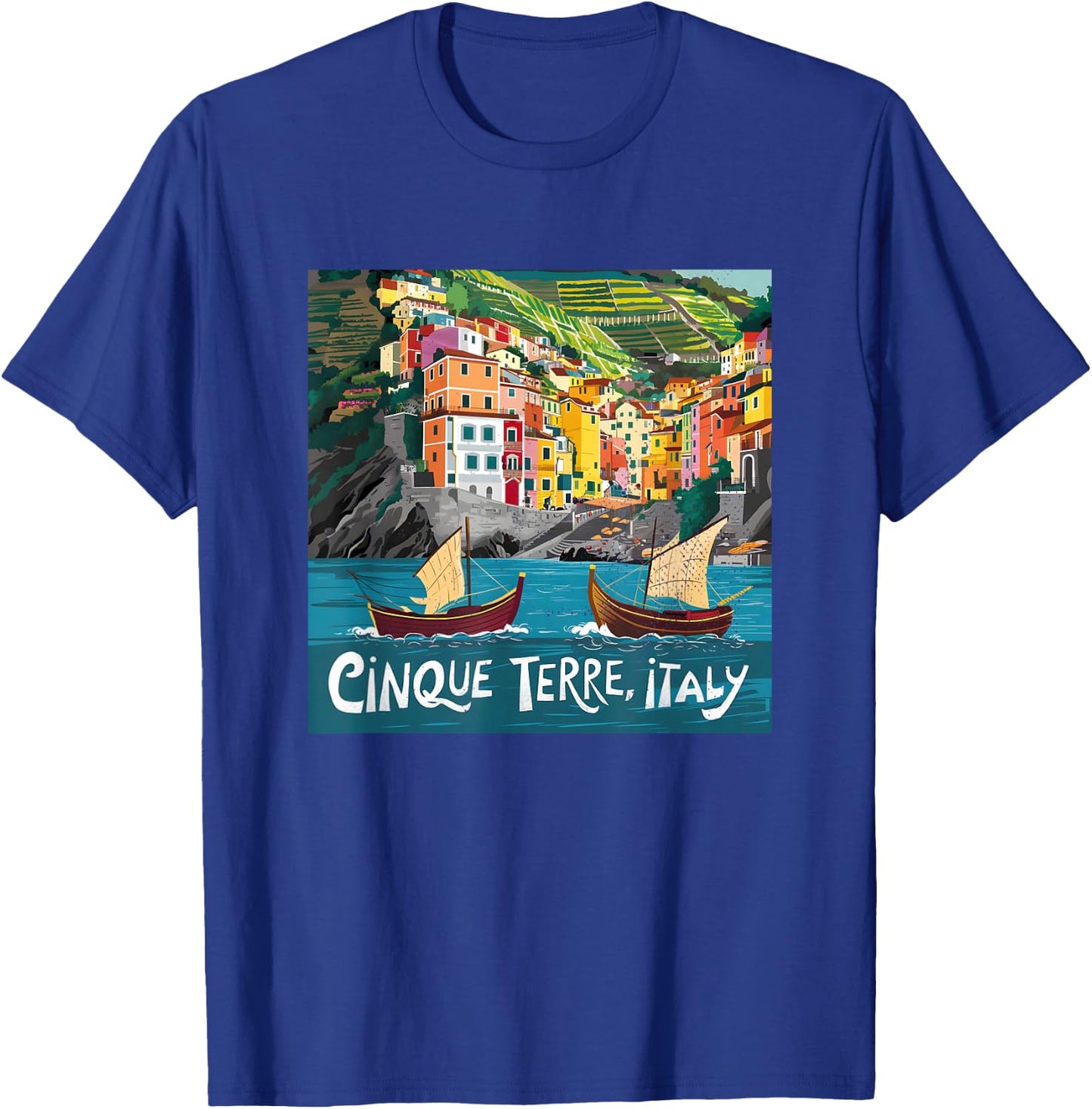 Cinque Terre Italy , Black, S T-Shirt - T-Shirt | Royal