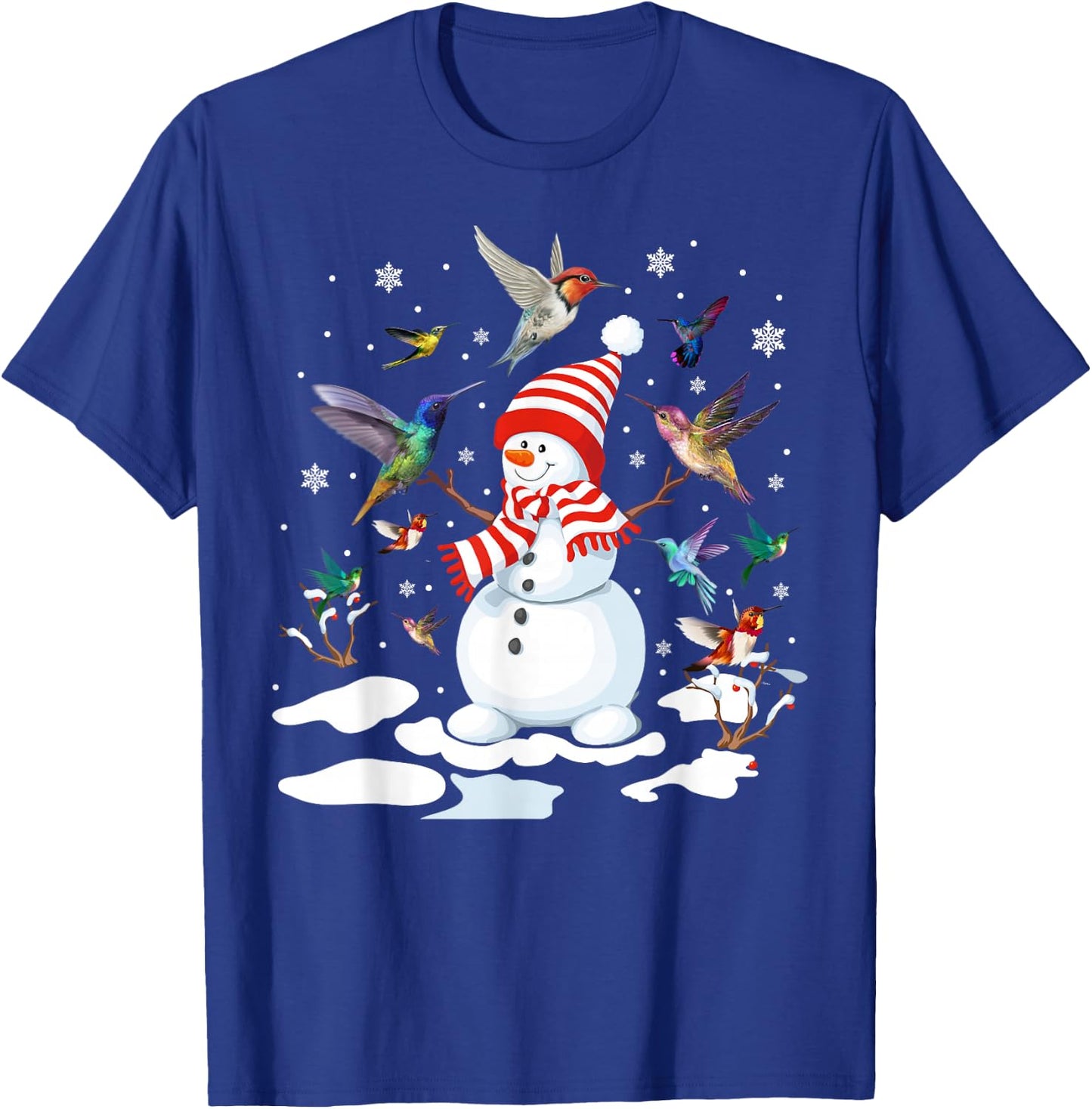 Hummingbirds Snowman Funny Christmas Animal Bird Lovers T-Shirt - T-Shirt | Royal