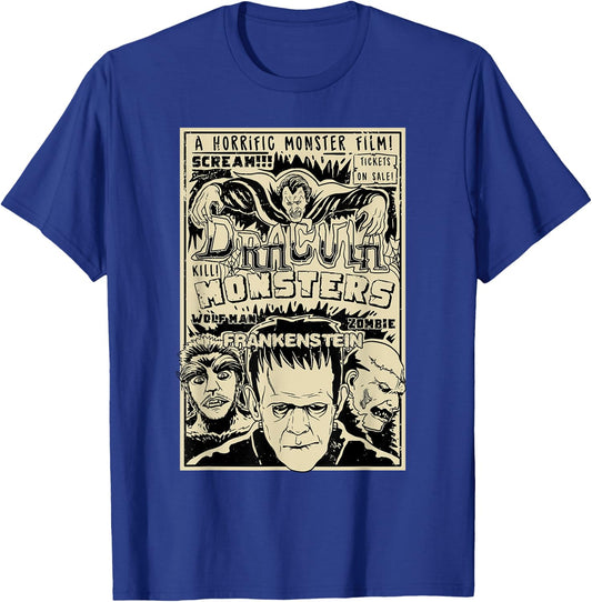 Vintage Halloween Movie Poster Horrorfest Old Time Horror T-Shirt - T-Shirt | Royal