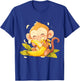 Banana Monkey Colourful Artwork Drawing Cute Monkey T-Shirt - T-Shirt | Royal