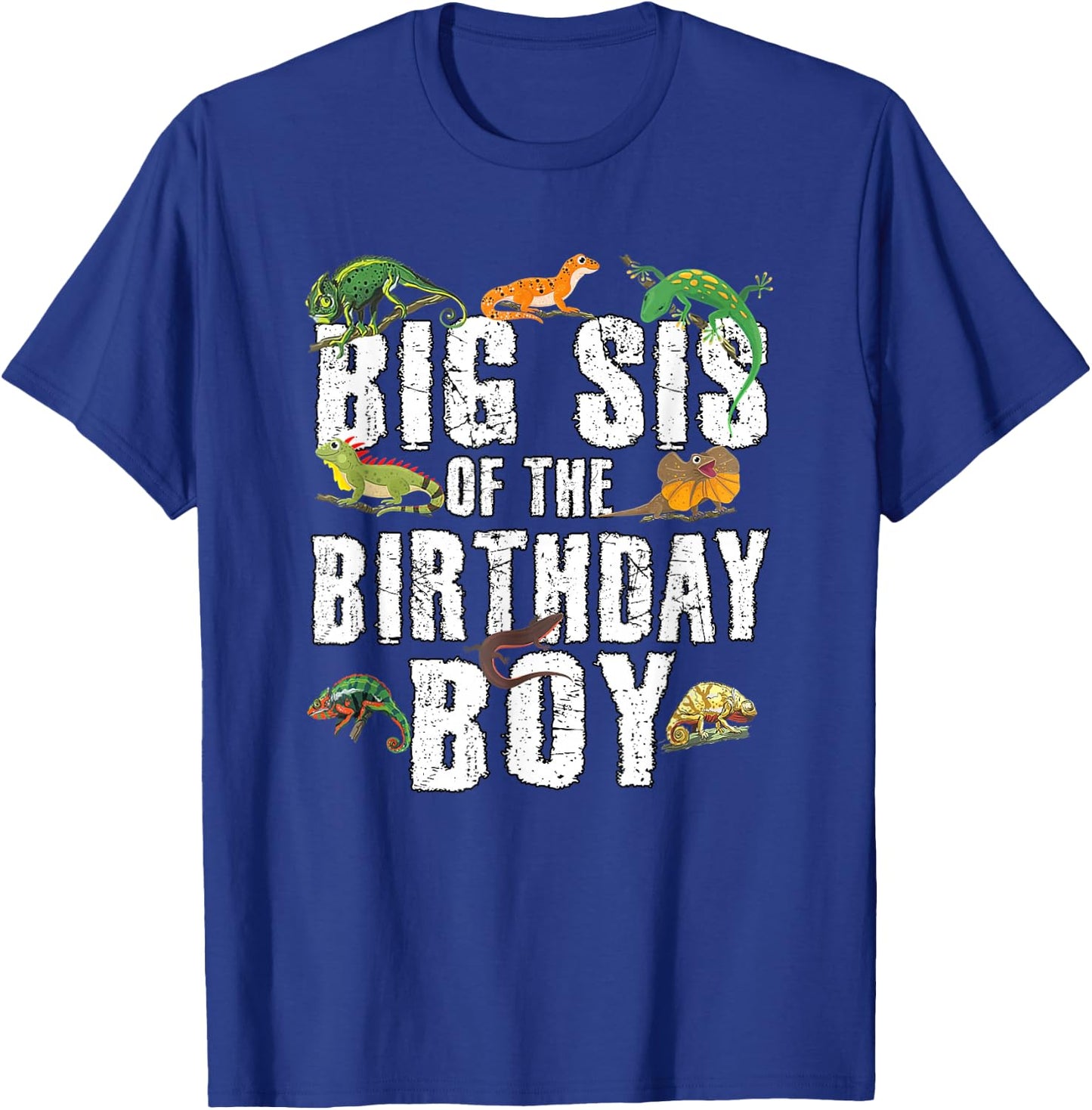 Big Sis of The Birthday Boy Reptiles Lizard Themed Party T-Shirt - T-Shirt | Royal