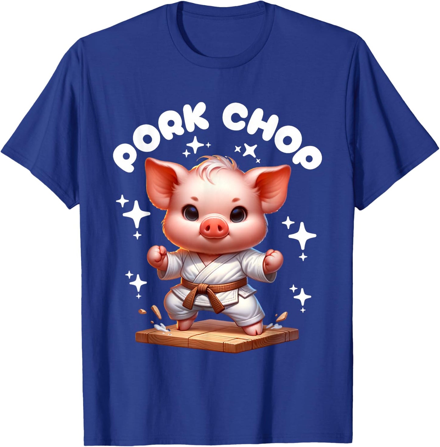 Children's Karate Cute Pork Chop Funny Karate Pun Pig Martial Arts T-Shirt - T-Shirt | Royal