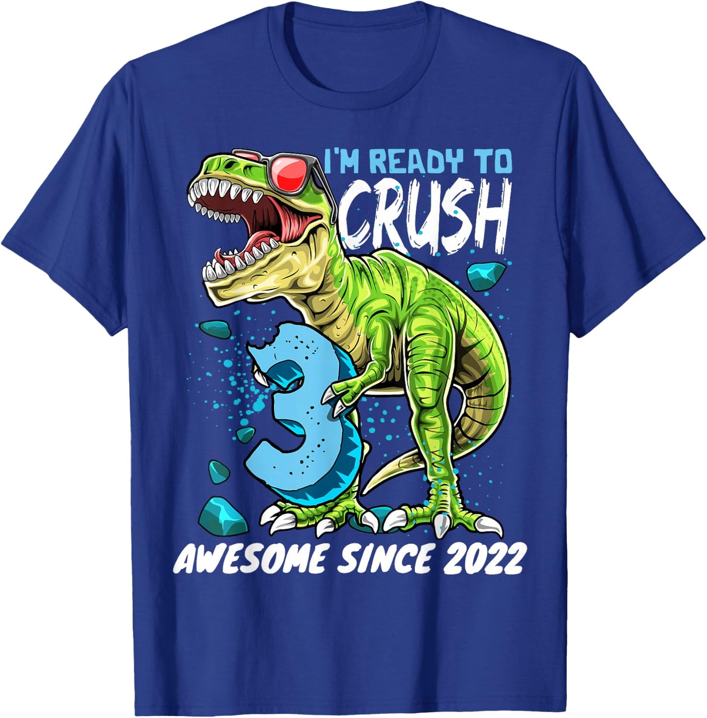 3rd Birthday T Rex Dinosaur Party Boys Rawr I'm 3 T-Shirt - T-Shirt | Royal
