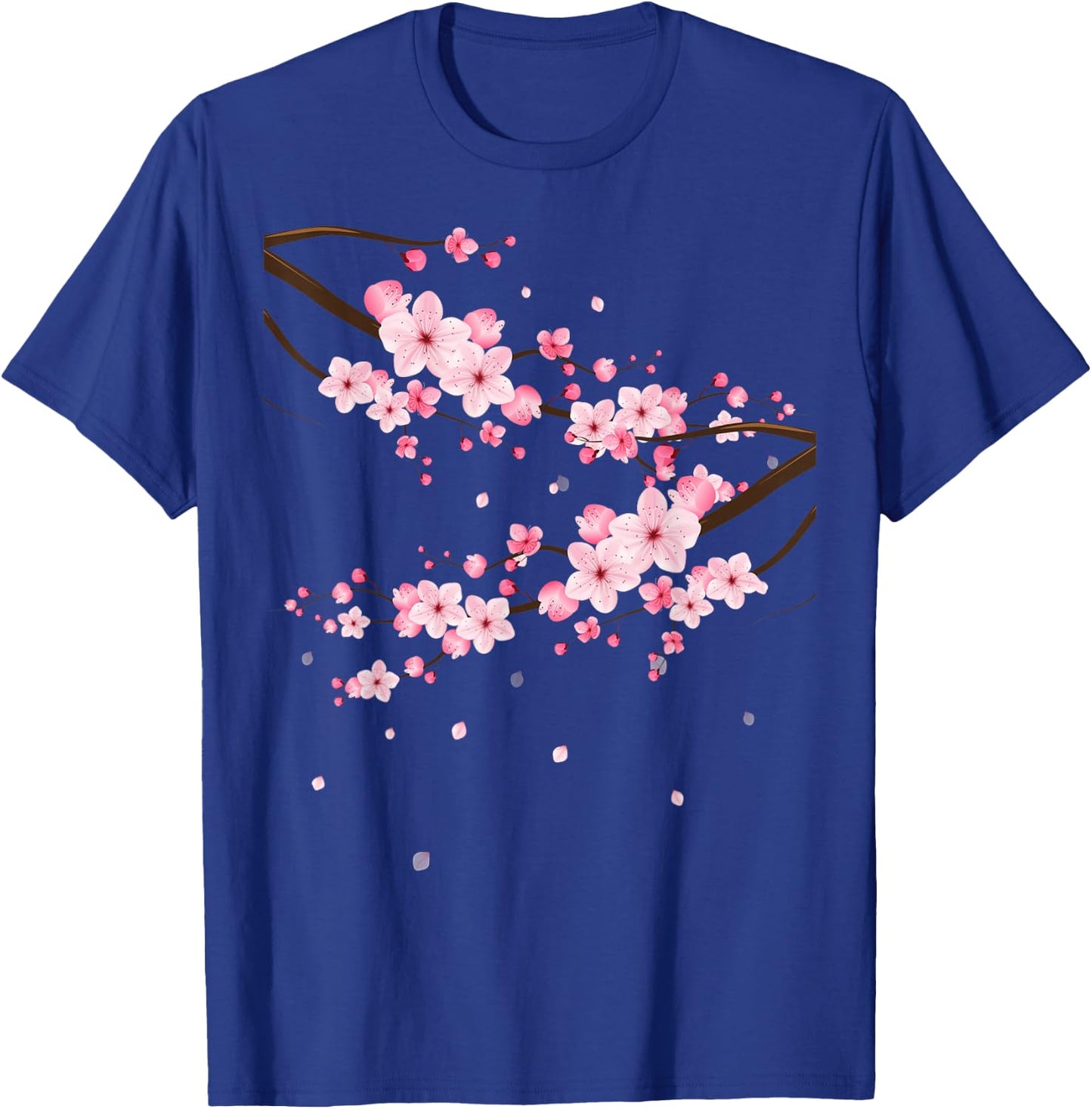 LiveHappy Damen Sakura Kirschblüten Grau Klein -Erwachsene -Kinder Klassisch Geblümt Klassische Passform Kurzarm Rundhals Imported Polyester 100% Baumwolle, Polyester Alle Count 1 T-Shirt - T-Shirt | Royal