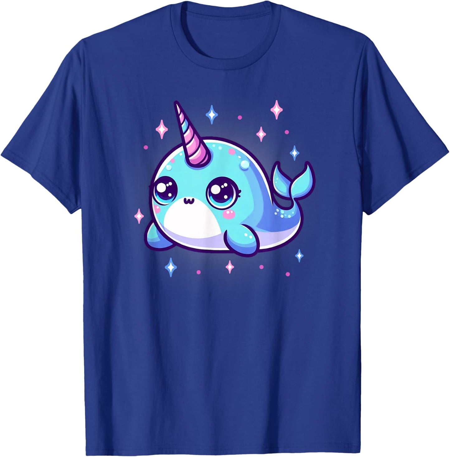 Cute Kawaii Narwhal Blue Pink Anime Sea Ocean Fun T-Shirt - T-Shirt | Royal