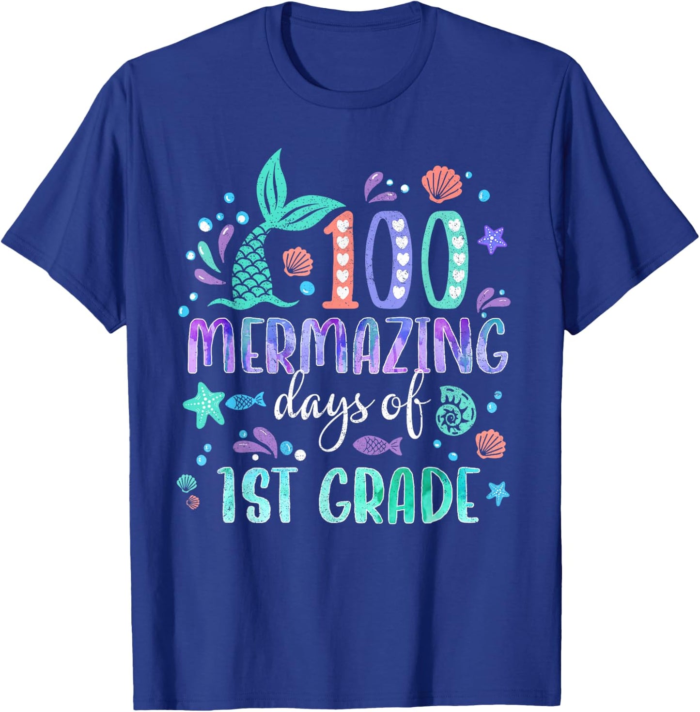 100th Day Mermaid Tail 100 Mermazing Days Of 1st Grade Kids T-Shirt - T-Shirt | Royal