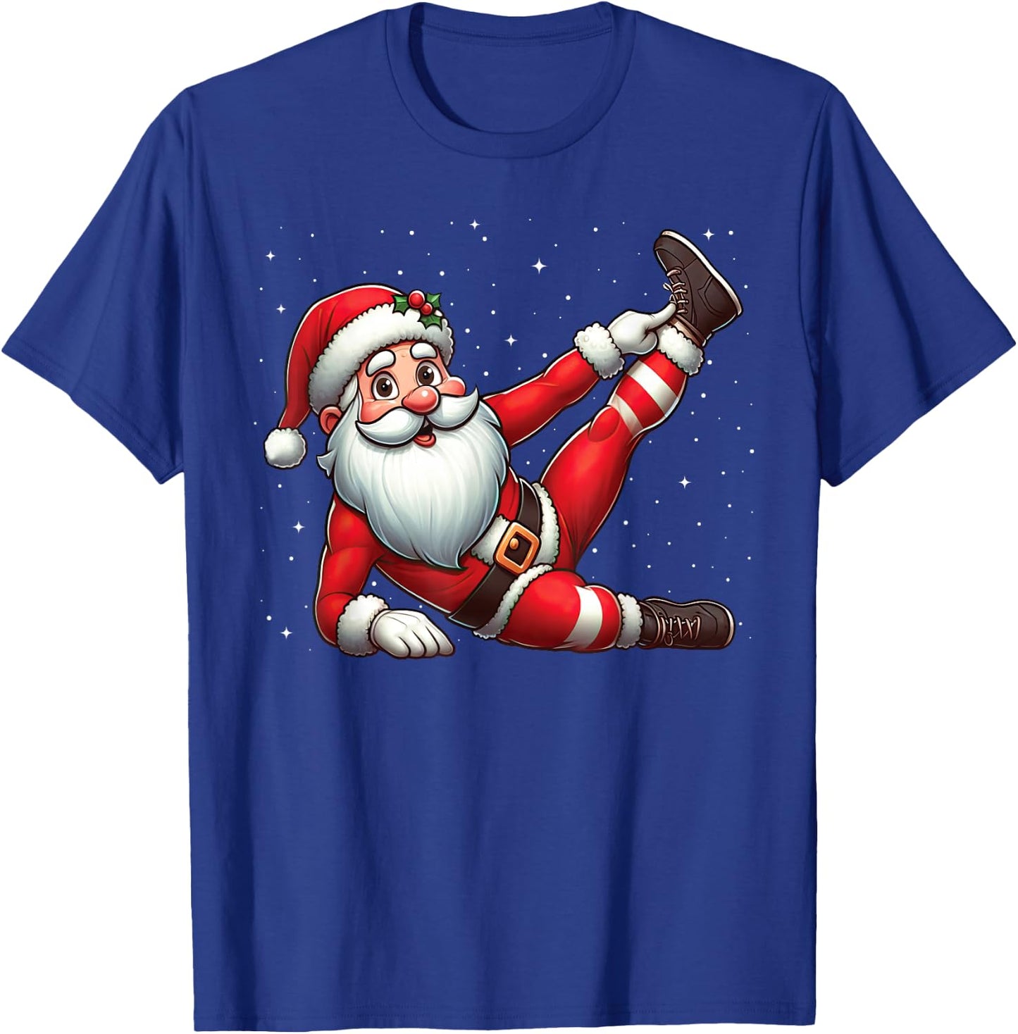 Santa Claus Exercise Gym Fitness Training Christmas Snow , Black, S T-Shirt - T-Shirt | Royal