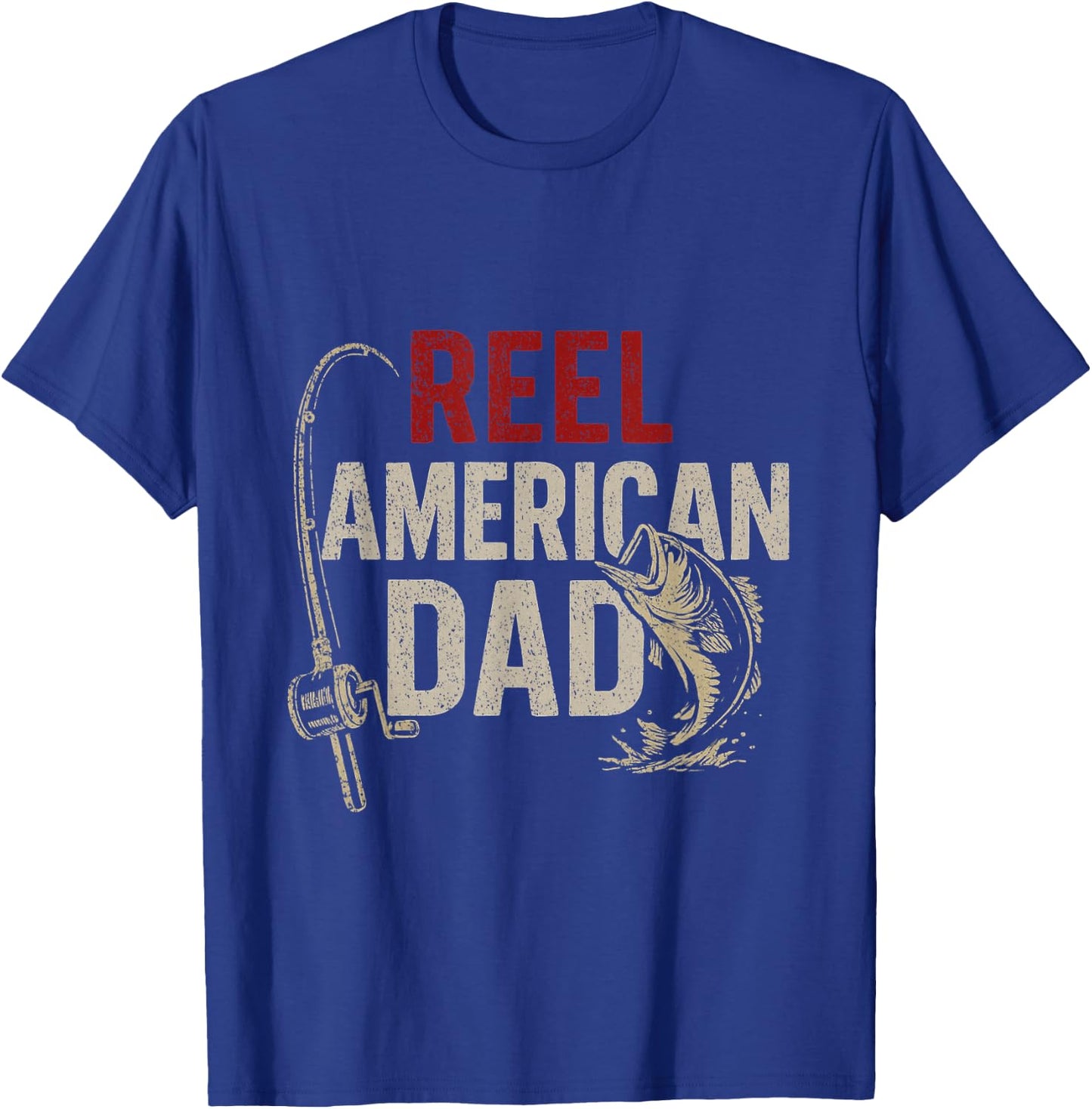 Funny Fisherman Vintage Reel American Dad T-Shirt - T-Shirt | Royal