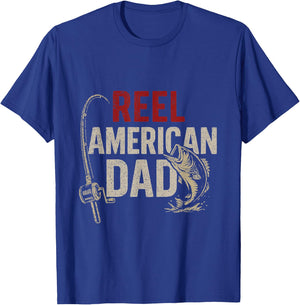 Funny Fisherman Vintage Reel American Dad T-Shirt - T-Shirt | Royal
