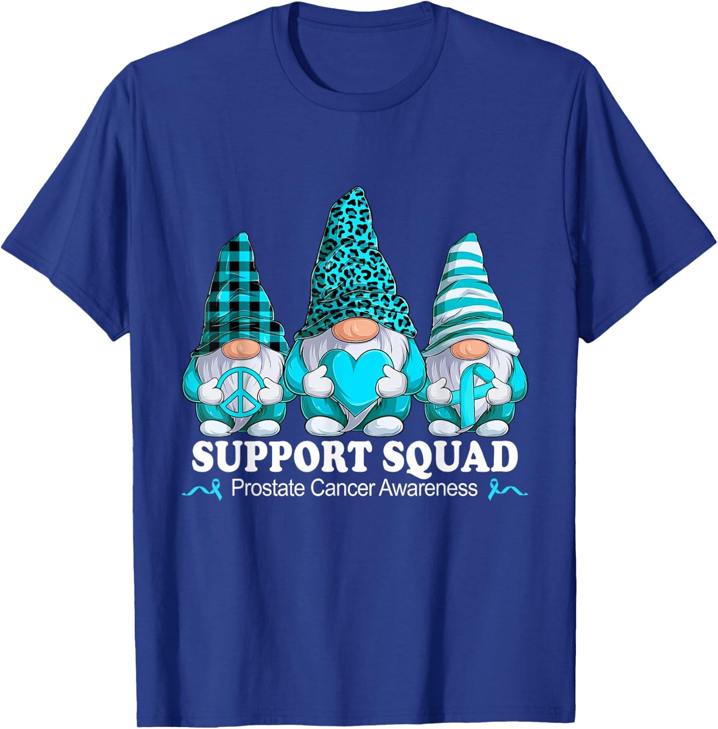 Leopard Buffalo Plaid Gnome Support Squad Prostate Cancer T-Shirt - T-Shirt | Royal