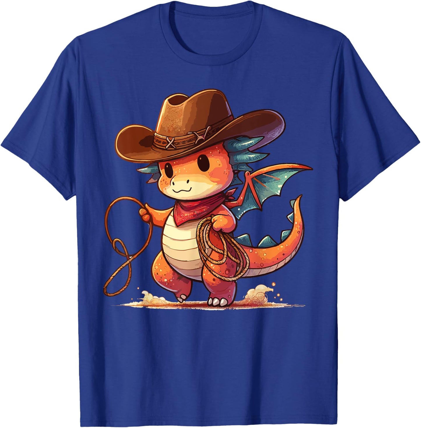 Western Rodeo Cowboy Hat Dragon Texas Animals T-Shirt - T-Shirt | Royal