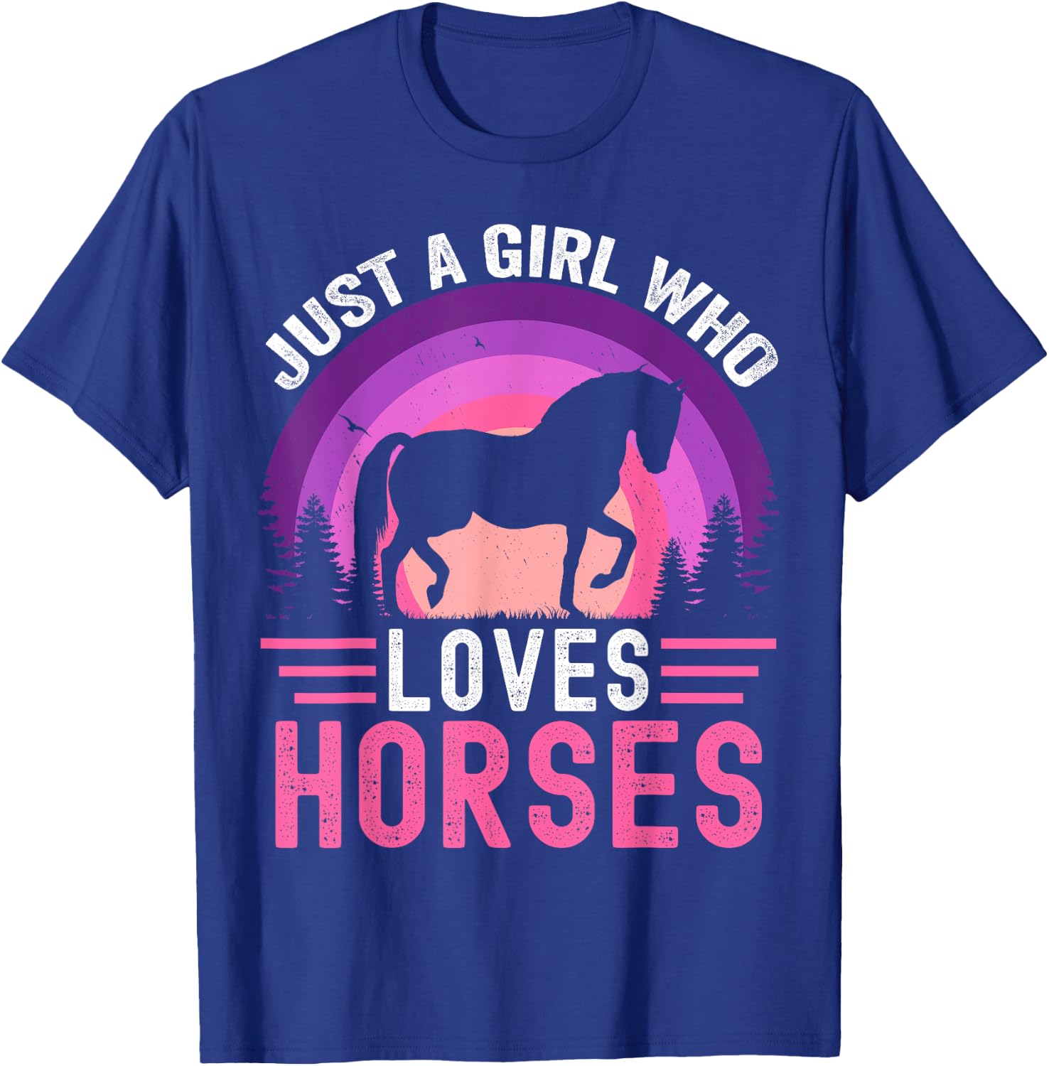 Just A Girl Who Loves Horses Retro Vintage Friesian Horse T-Shirt - T-Shirt | Royal