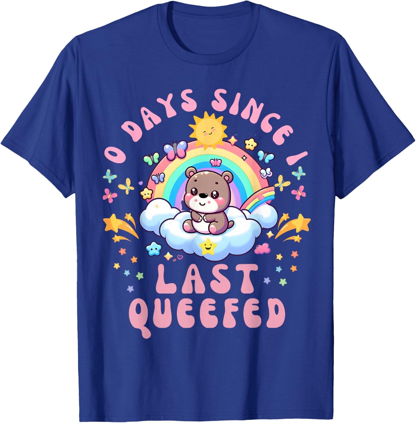 0 Days Since I Last Queefed Funny Unhinged Moo Deng Queefed T-Shirt - T-Shirt | Royal