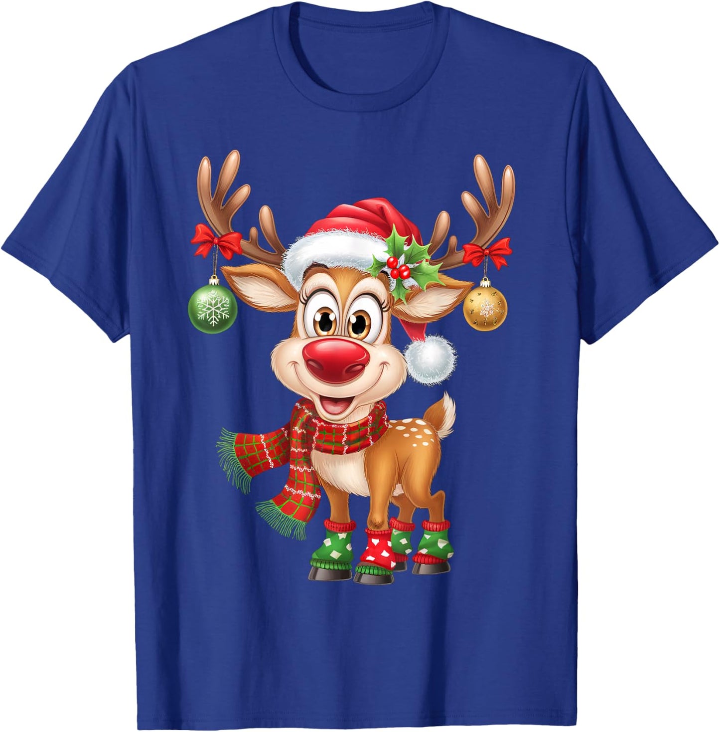 Christmas Reindeer Rudolph Funny Gift , black T-Shirt - T-Shirt | Royal