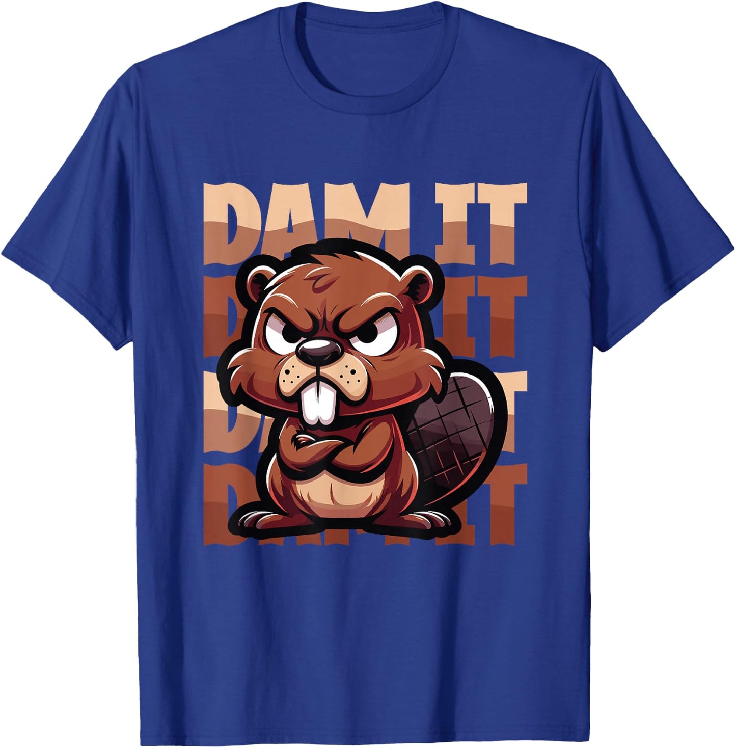 Dam It Angry Beaver Pun T-Shirt - T-Shirt | Royal
