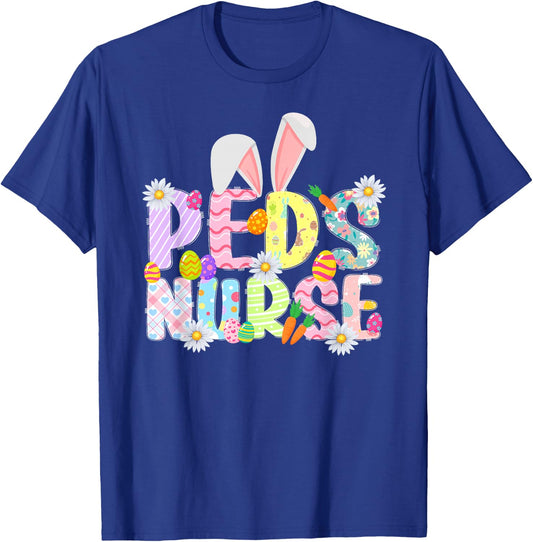 Peds Nurse Easter Bunny Pediatric Nurse Easter Day T-Shirt - T-Shirt | Royal