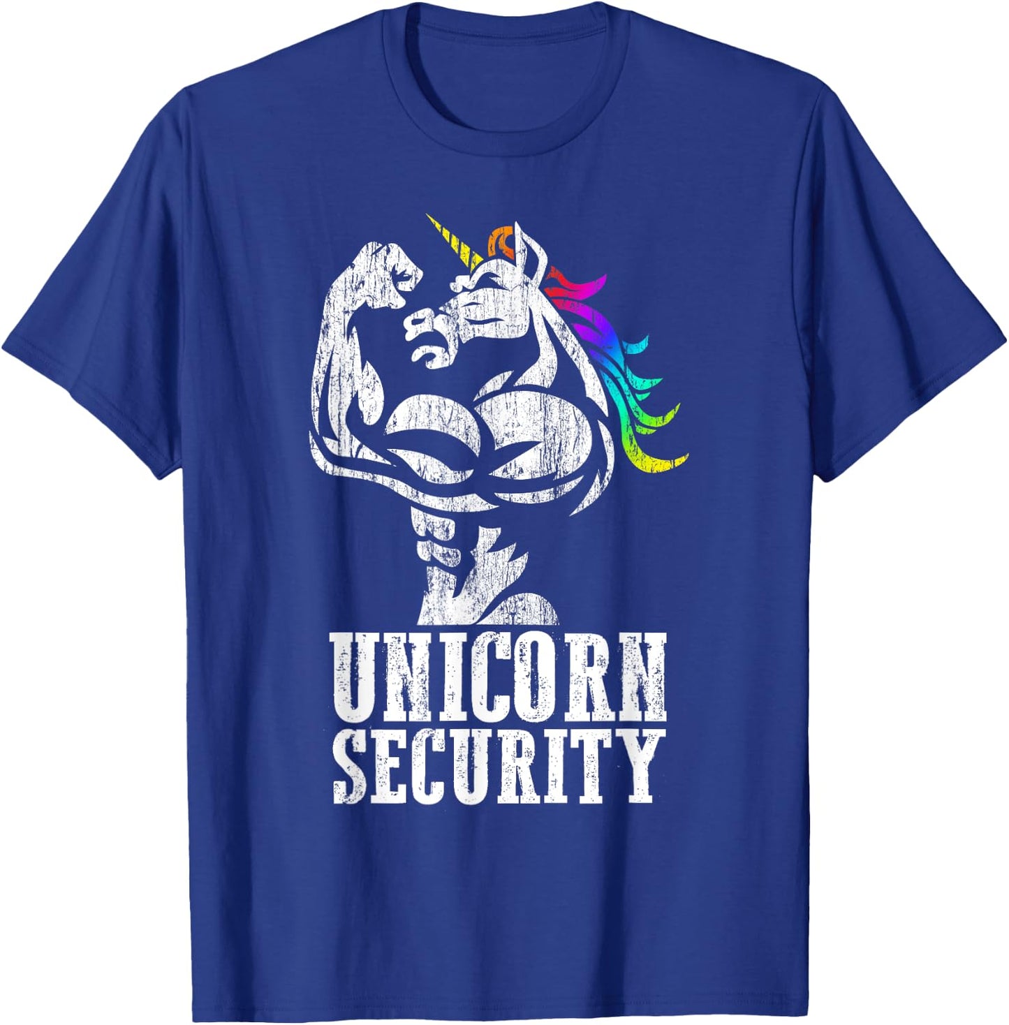 Unicorn Security Rainbow Muscle Manly Funny Christmas Gift T-Shirt - T-Shirt | Royal