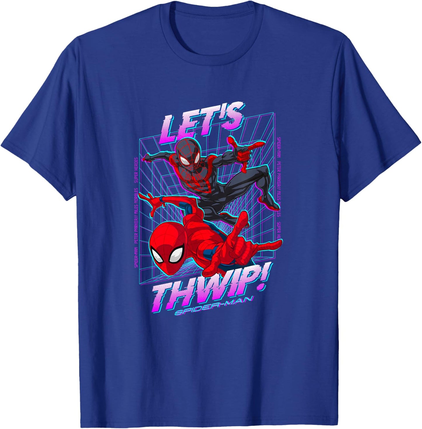 Marvel Comics Spider-Man Peter Parker Miles Morales Neon T-Shirt - T-Shirt | Royal