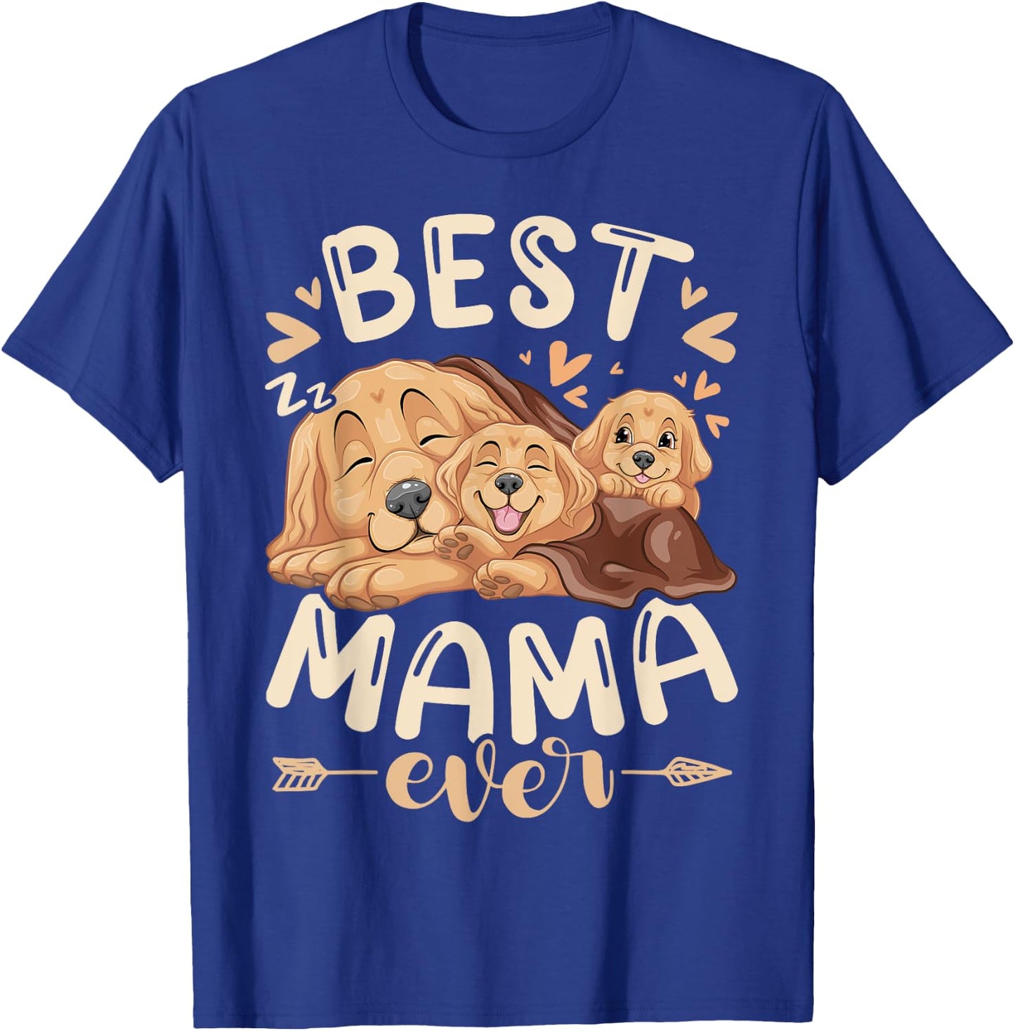 Best Mama Ever, Golden Retriever & 2 Puppies, Mothers Day T-Shirt - T-Shirt | Royal