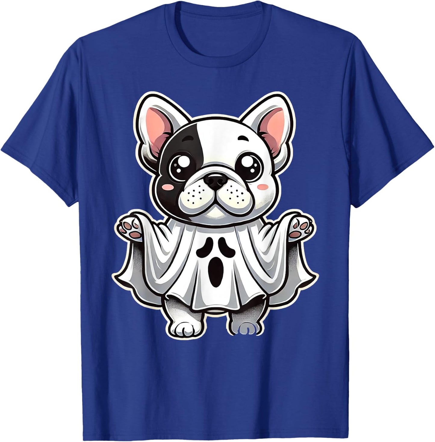 Cute French Bulldog Ghost Costume Puppy Halloween Pup Men Women Kids T-Shirt - T-Shirt | Royal