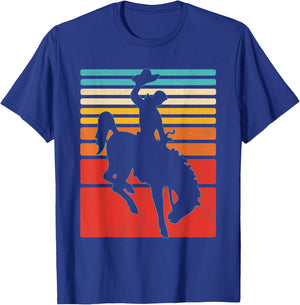 Rodeo Bucking Bronco Horse Retro Style T-Shirt - T-Shirt | Royal