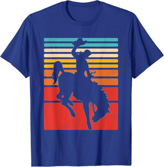 Rodeo Bucking Bronco Horse Retro Style T-Shirt - T-Shirt | Royal