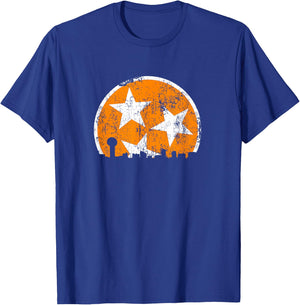 Unique Orange & White Tennessee State Flag Knoxville Skyline T-Shirt - T-Shirt | Royal