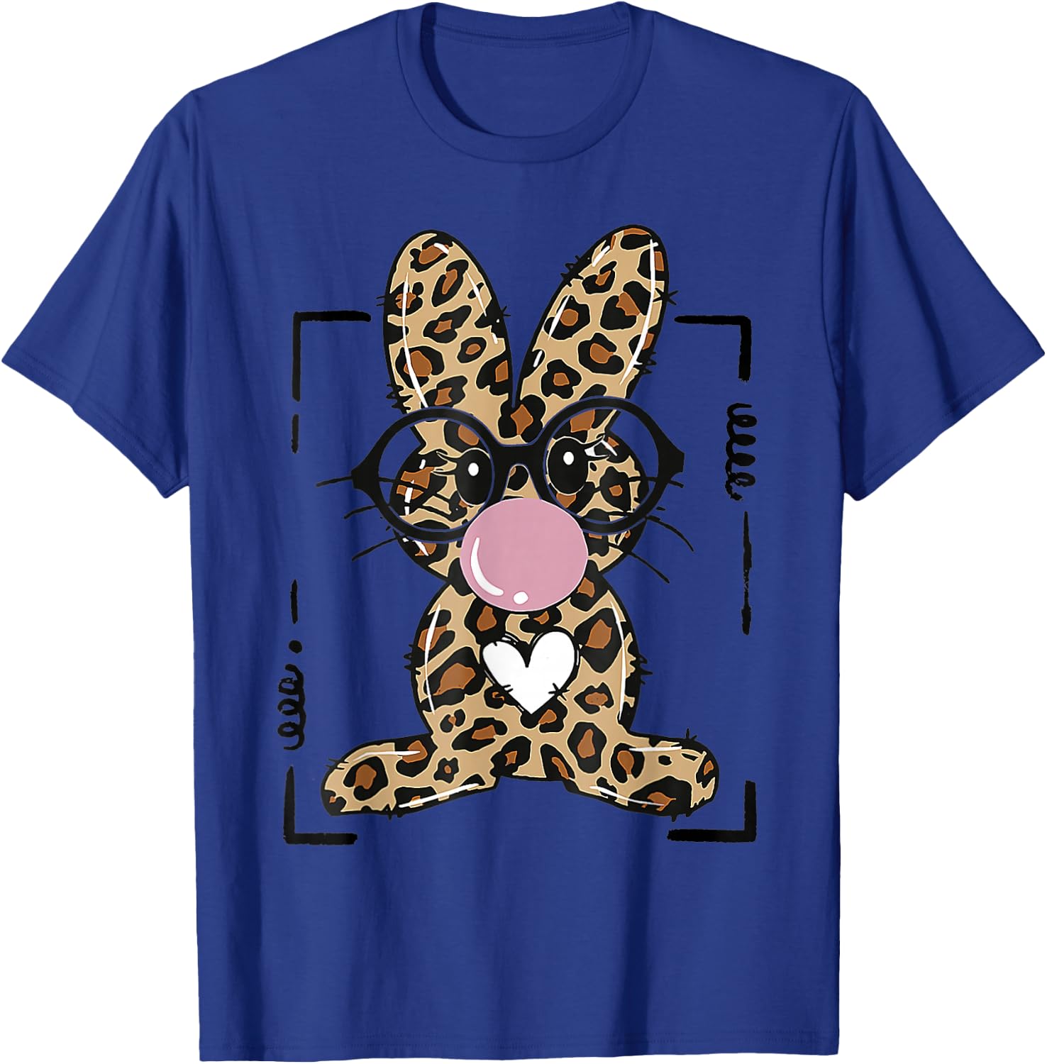 Leopard Rabbit Bunny Blowing Bubble Gum Easter Day T-Shirt - T-Shirt | Royal