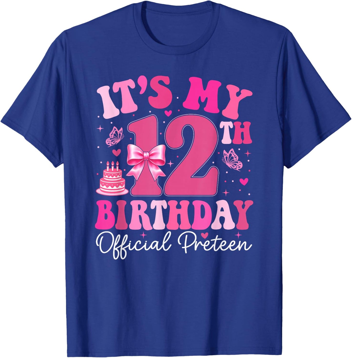 12th Birthday Girl Outfit Pink Coquette Bow 12 Year Old T-Shirt - T-Shirt | Royal