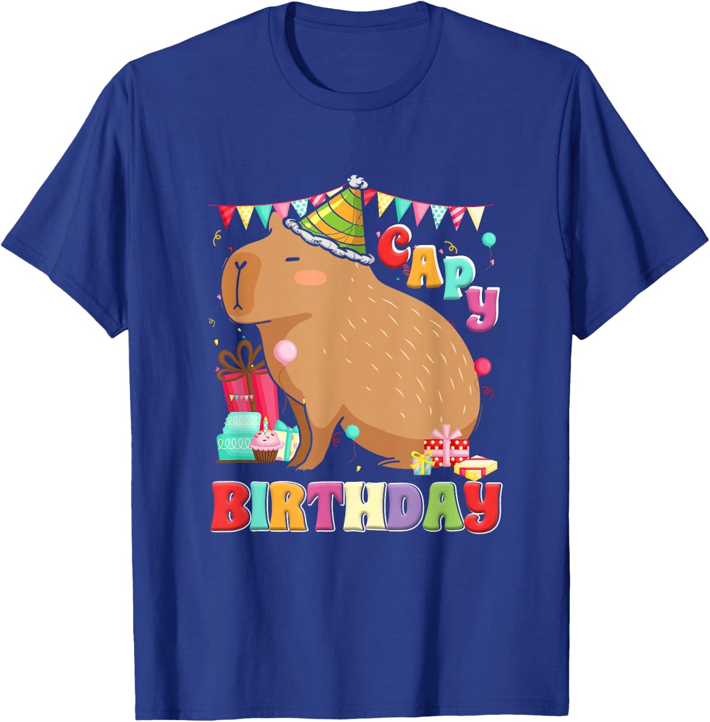 Capy Birthday Capybara Rodent Birthday Party - Children, Teenagers, Capybara Fans, Birthday Party - Children - Black - S - Cartoon - Capybara Birthday Shirt T-Shirt - T-Shirt | Royal