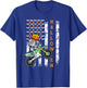 US Flag Skeleton Dirt Bike Halloween Motocross Biker T-Shirt - T-Shirt | Royal