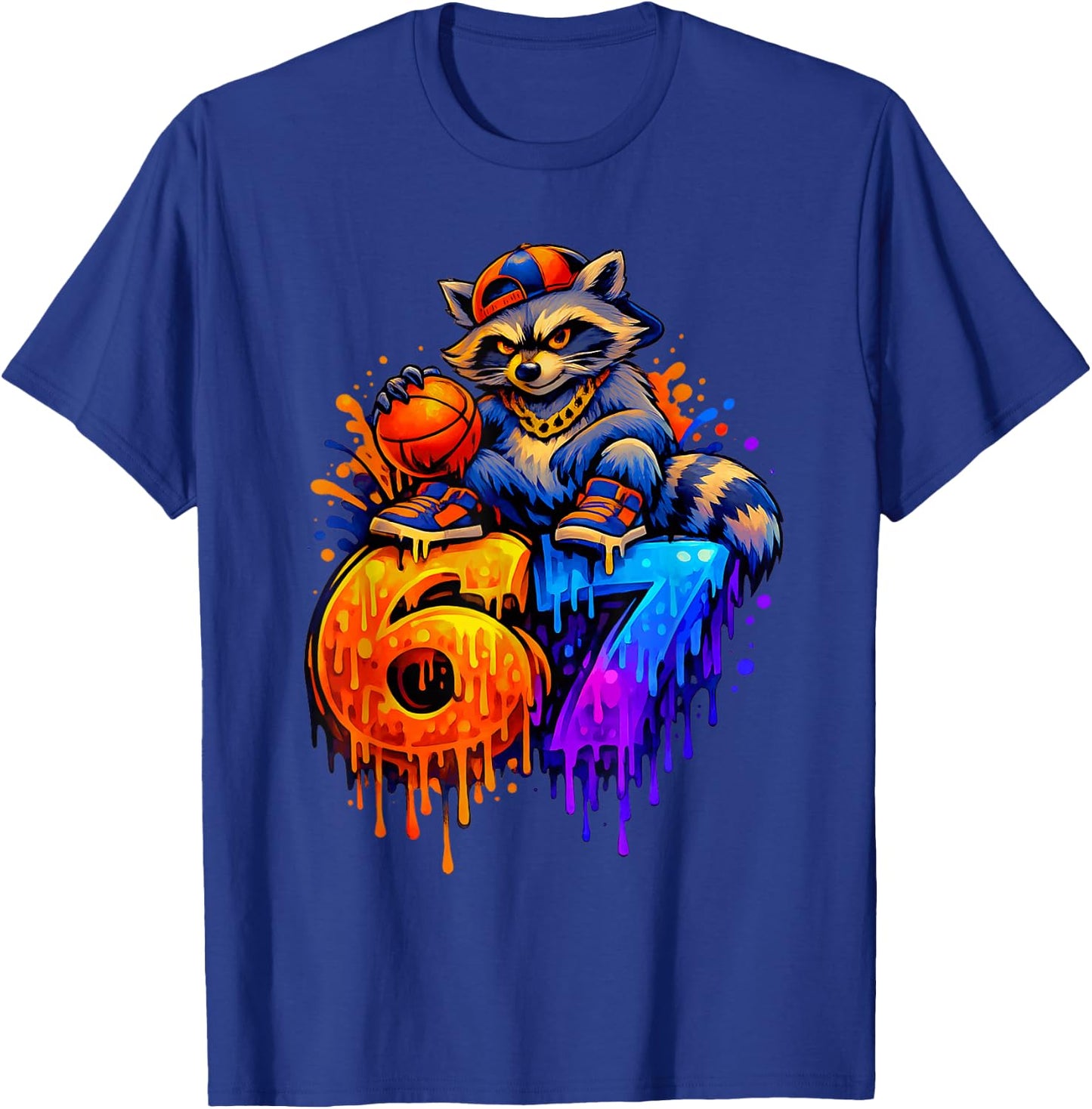 67 Basketball Waschbär Drip Kinder Jungen Jugend Mädchen Brainrot T-Shirt - T-Shirt | Royal