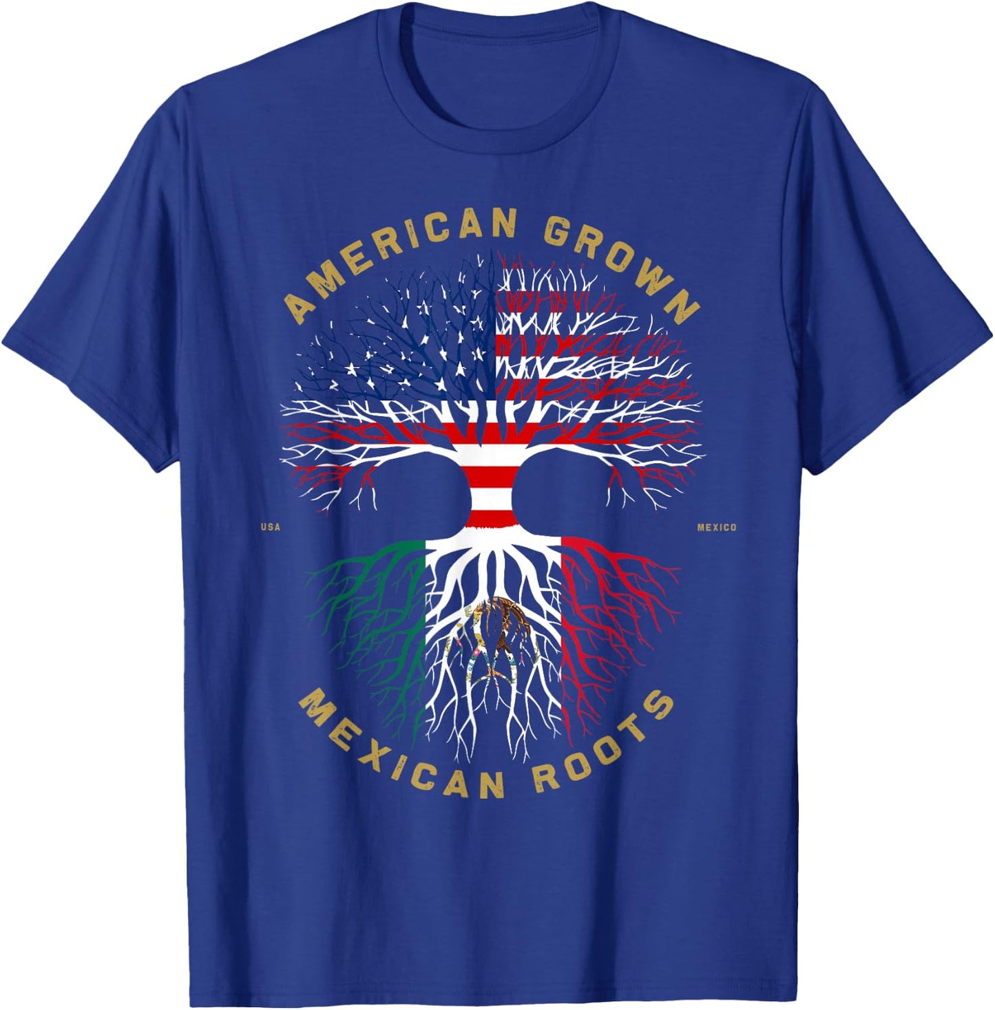 Mexico Country Lover Proud American Grown Mexican Roots T-Shirt - T-Shirt | Royal
