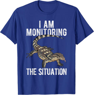 I AM Monitoring THE Situation Funny Pet Monitor Lizard T-Shirt - T-Shirt | Royal