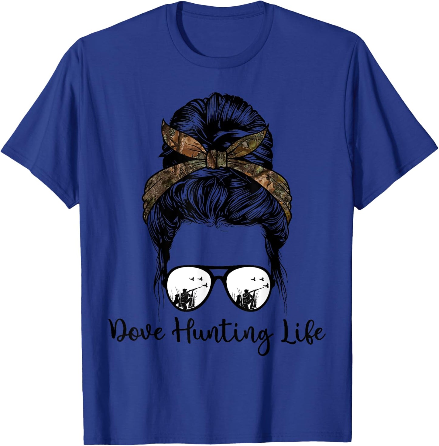 Messy Bun Dove Hunter Women’s Camouflage Hunting T-Shirt - T-Shirt | Royal