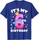 6th Birthday, Girl, Mermaid Fin, Number 6 T-Shirt - T-Shirt | Royal