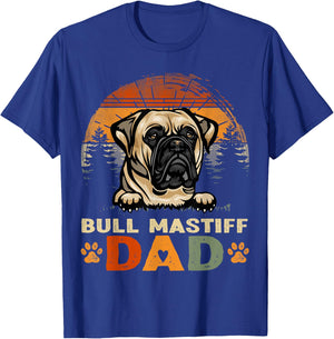 Bull Mastiff Dog Dad Vintage Retro Father's Day T-Shirt - T-Shirt | Royal