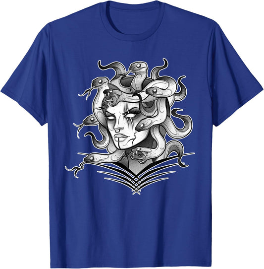 Medusa Snake Serpent x Greek Mythology Neo-Traditional T-Shirt - T-Shirt | Royal