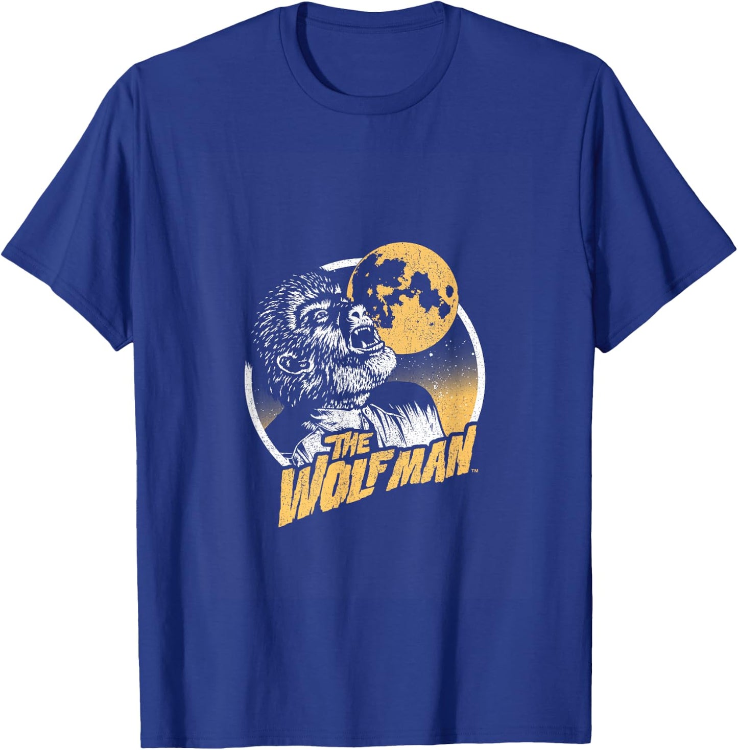 Universal Monsters Distressed Wolfman Circle Portrait Logo T-Shirt - T-Shirt | Royal