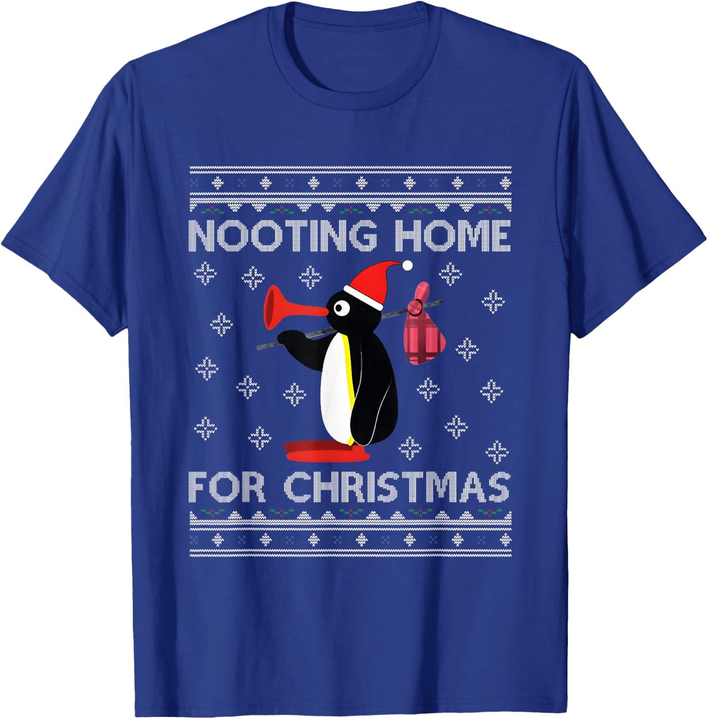 Pingu Nooting Home For Christmas Ugly - Black, Small, -Adults, , Modern , Ugly Christmas, Penguin, Christmas T-Shirt - T-Shirt | Royal