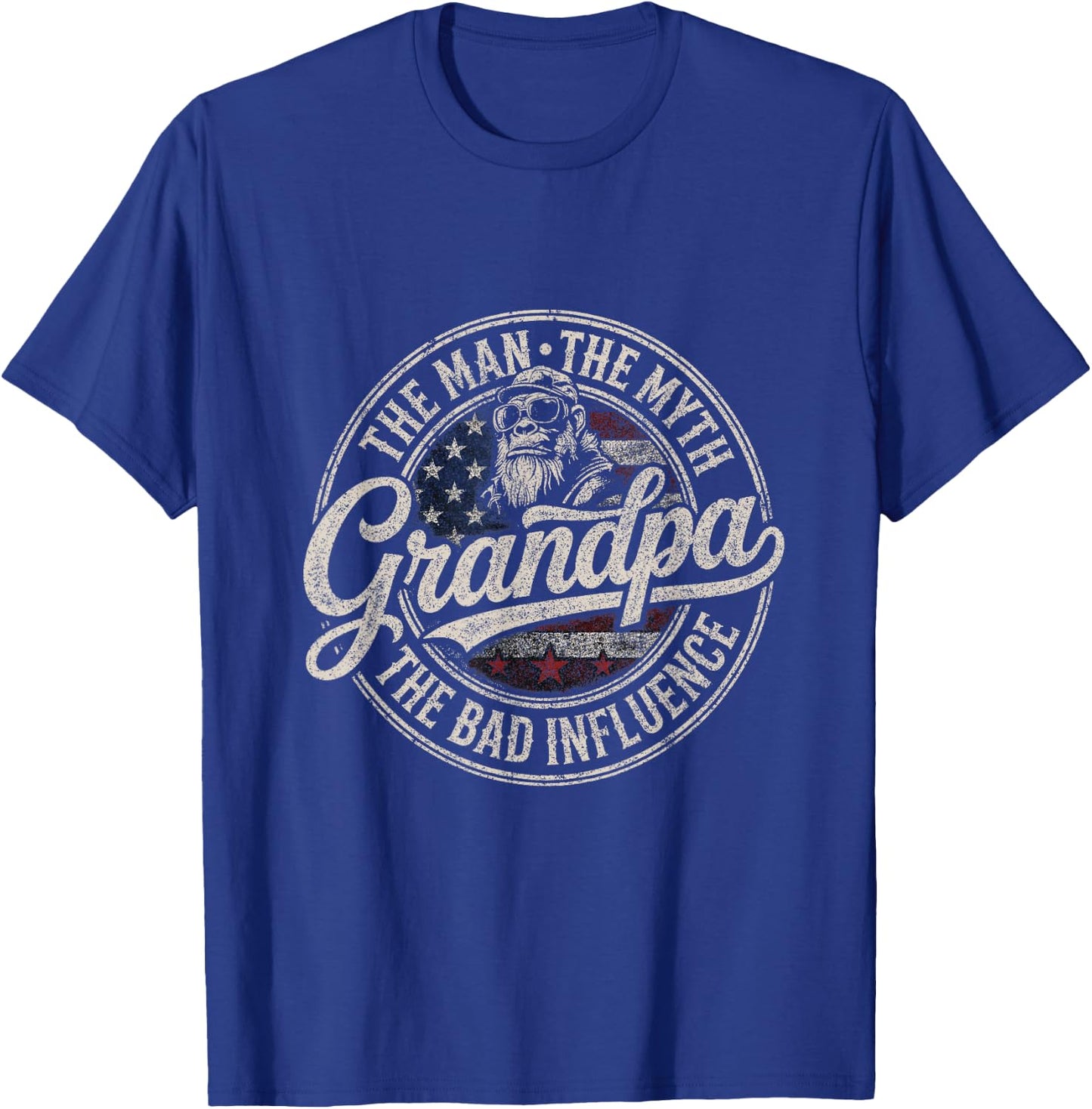 The Man The Myth Grandpa The Bad Influence Monkey T-Shirt - T-Shirt | Royal