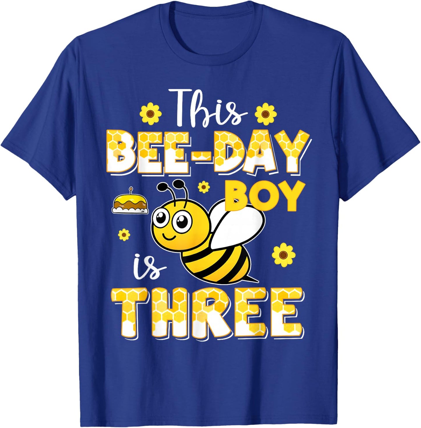 This Bee-Day Boy Is Three 3 Years Old 3rd Birthday Bumble T-Shirt - T-Shirt | Royal