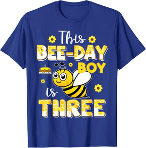 This Bee-Day Boy Is Three 3 Years Old 3rd Birthday Bumble T-Shirt - T-Shirt | Royal