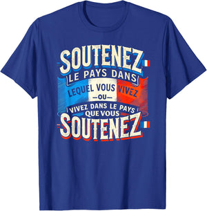 Support The Country Gift French Flag Patriotism France , Black, S T-Shirt - T-Shirt | Royal