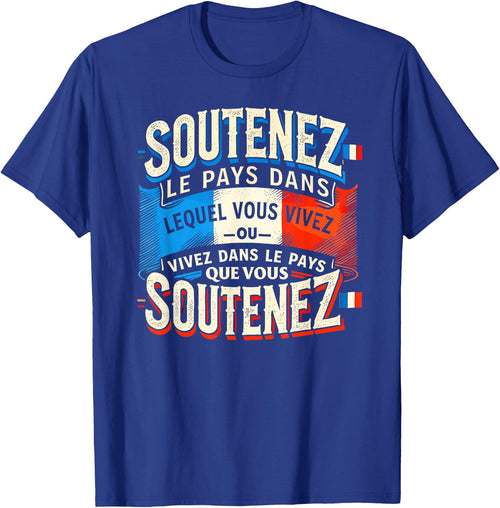 Support The Country Gift French Flag Patriotism France , Black, S