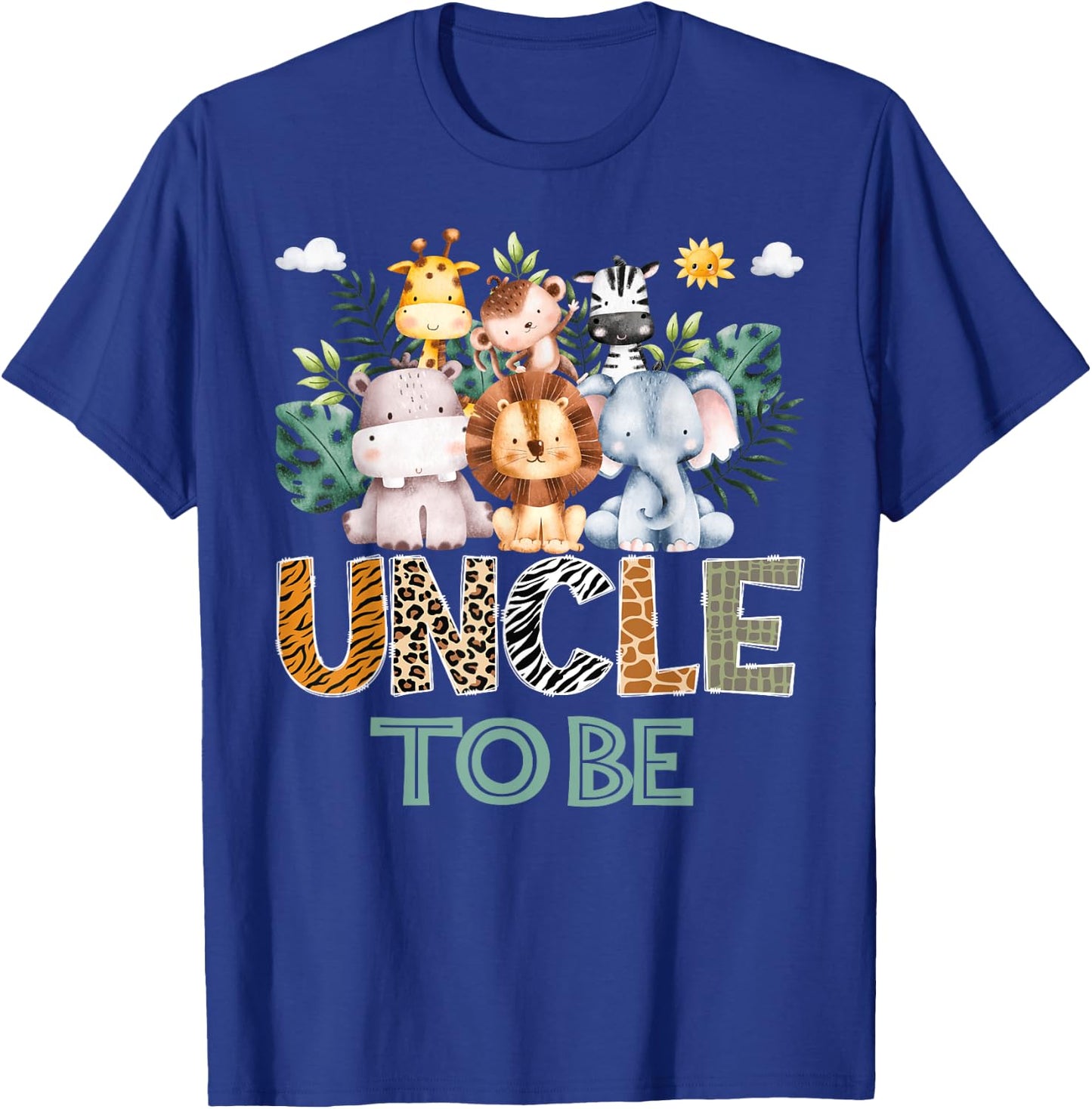 Soon To Be Uncle Jungle Animal Safari Gender Reveal T-Shirt - T-Shirt | Royal