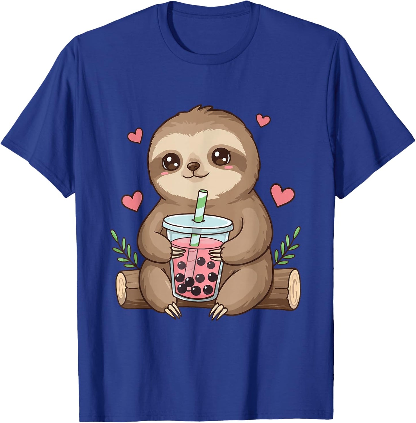 Cute Sloth Boba Bubble Milk Tea Kawaii Women Girls Sloth T-Shirt - T-Shirt | Royal