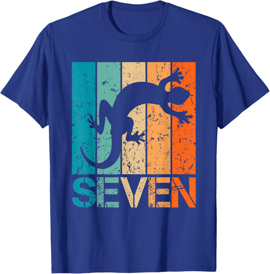 7th Lizard Birthday 7 Year Old 7yr Boy Girl Birthday Reptile T-Shirt - T-Shirt | Royal