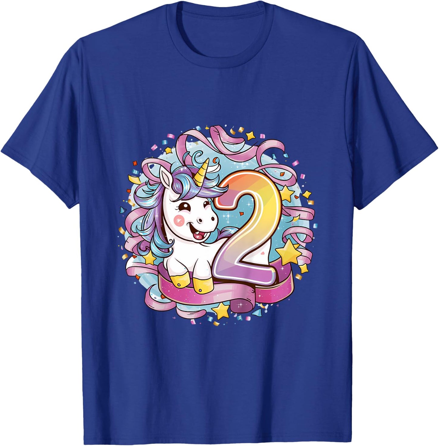 Kids Magical Unicorn Birthday Gift Kids Personalized - 2 Year T-Shirt - T-Shirt | Royal